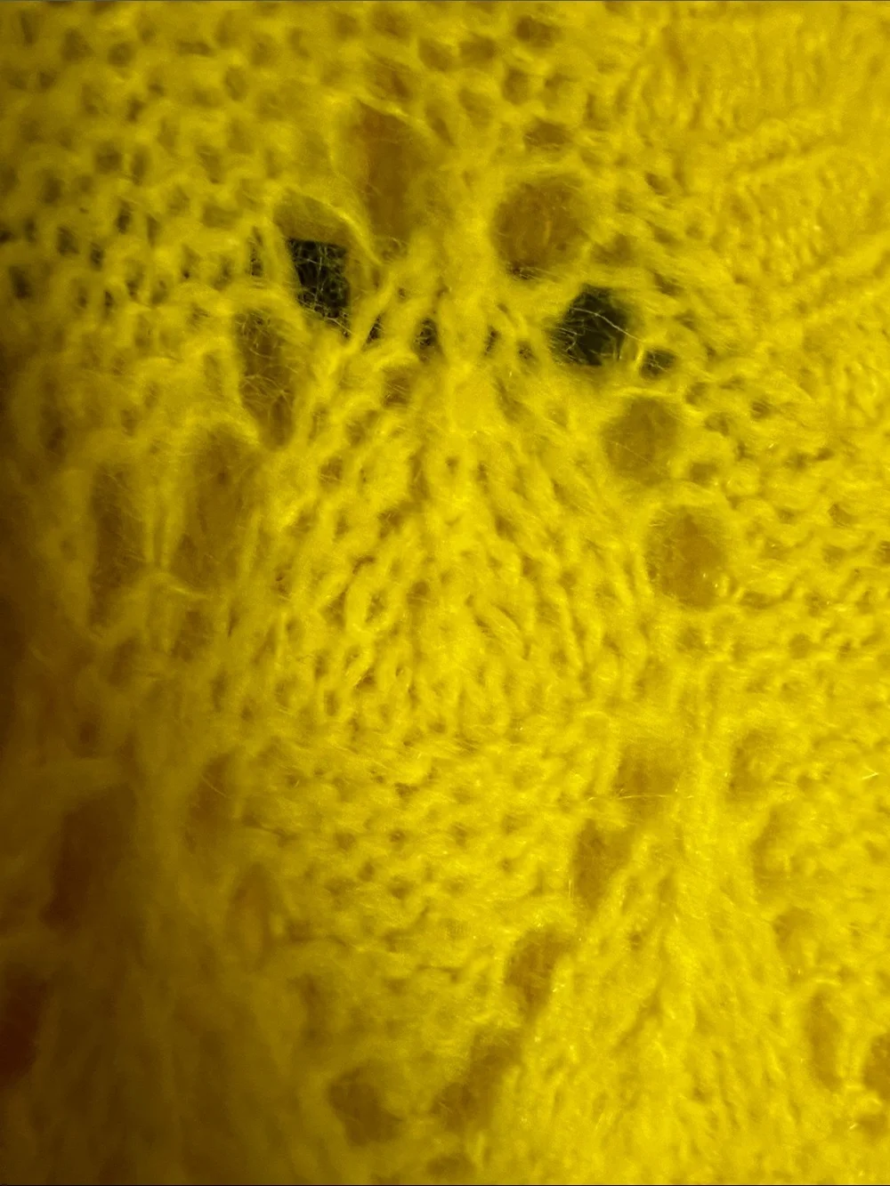 Anthropologie Yellow Open-Knit Diamond Crewneck Sweater